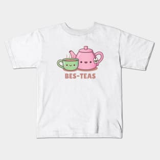 Cute Teacup and Teapot Bes Teas Besties Tea Pun Kids T-Shirt